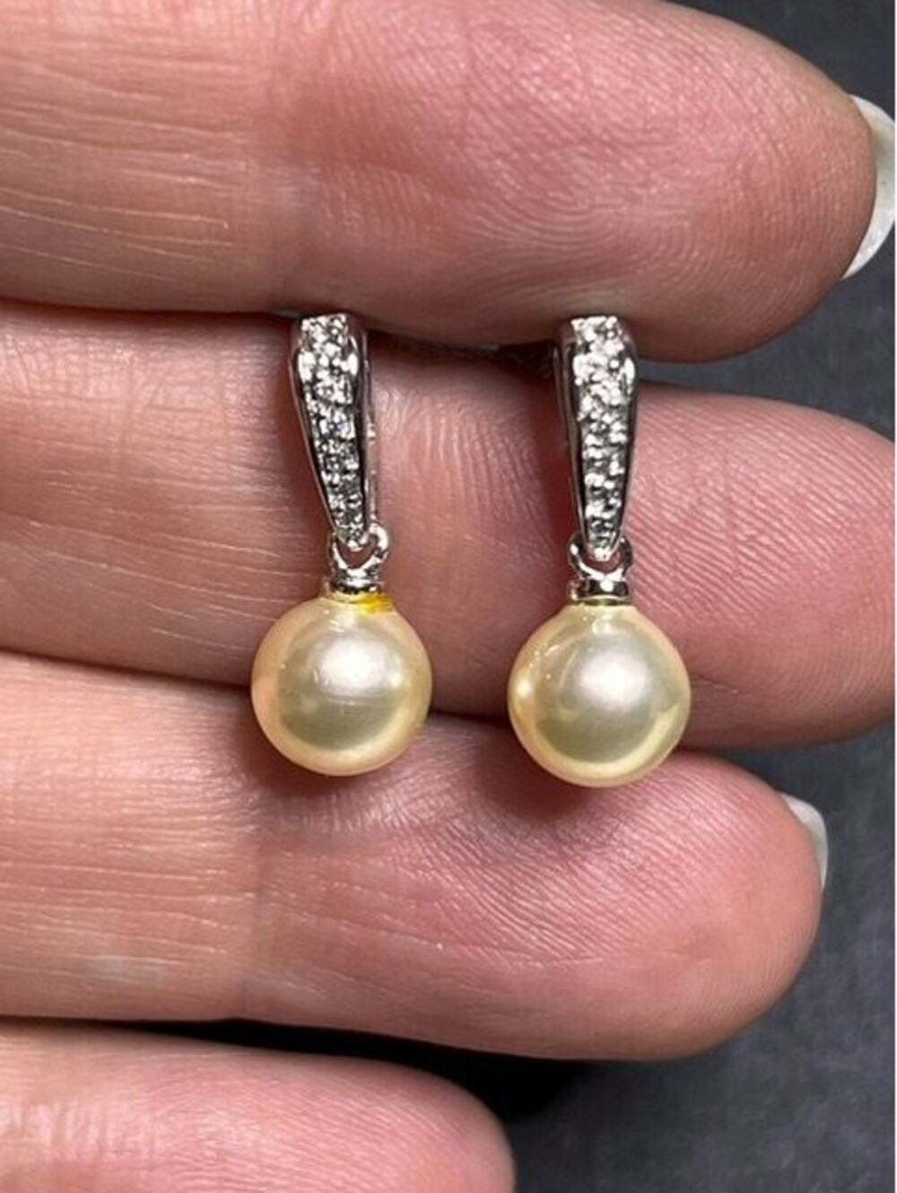B5651 Dyadema Sterling Silver CZ Accent Faux Pearl Drop Dangle Earrings